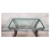 Vintage metal base coffee table with glass top
