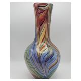 Hand-blown multicolor ribbon swirl art glass