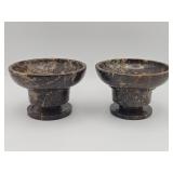 Pair of vintage brown and gold veined stone