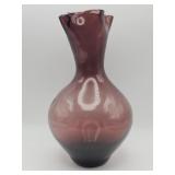 Blenko hand-blown amethyst art glass vase with