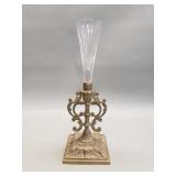 Vintage glass and brass vase