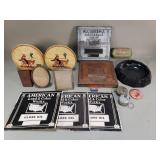 Box of miscellaneous bookends, picture frames,