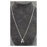 18' Sterling silver Necklace with cross and bead