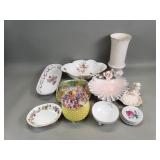 Porcelain and ceramic plates, vase