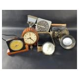 Box of misc. bakelite desk clock, vintage