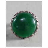 Antique silver and jade ring