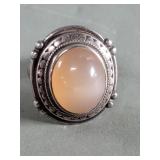 Silver and   moonstone ring