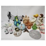 Vntage items - music box, glassware,
