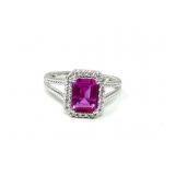 2.00 CT emerald cut pink sapphire and diamond