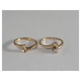 14k gold and diamond 2 piece ring