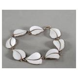 Sterling silver and enamel leaf form bracelet