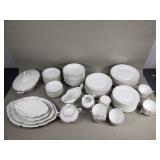 95 piece porcelain and thin gold trim dinnerware