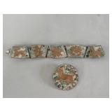 Sterling silver, brass and turquoise bracelet
