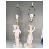 Pair of vintage Quartite composite figural table