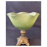 Vintage brass and glass candy dish