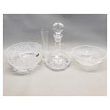 Group of crystal bowls and decanter