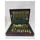64-piece gold-tone stainless steel flatware set