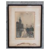 Pencil signed hand colored etching