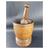 Vintage wood mortar and pestle