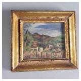 Vintage signed miniature oil on board