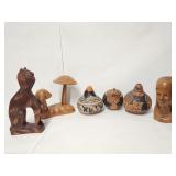 Vintage hand carved folk art & etched gourds