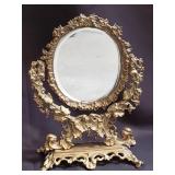 Vintage brass ornate vanity mirror
