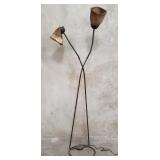Vintage iron floor lamp with fiberglass shades