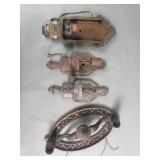 Group of Art Deco, aluminum sconces and light