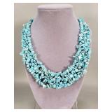 Vintage handstrung turquoise chip collar necklace