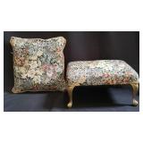 Vintage throw pillow and foot stool