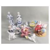 Group of ceramic and porcelain figurines, bowl,