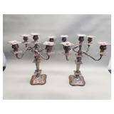 Pair of antique silver plate candelabras