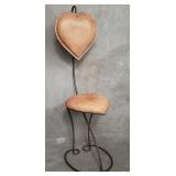 Vintage leather and iron heart shaped chair