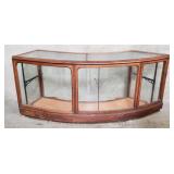 Antique walnut display cabinet with beveled glass