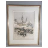 Pencil signed Robert Kasimir etching under glass