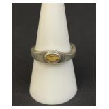 Vintage sterling silver and yellow gemstone ring