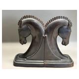 Art deco copper Trojan horse head bookends