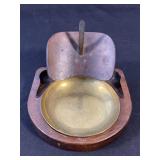 Vintage wood & brass smoking pipe holder and