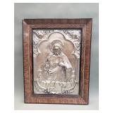 Vintage tin embossed religious plaque