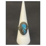Vintage sterling silver and turquoise matrix ring