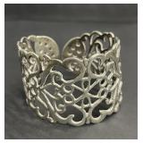 Vintage sterling silver ornate filigree cuff