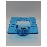 Signed Lilia Megyei blue studio art glass