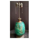 Mid-century pottery table lamp with nude females