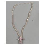 14k gold rope chain with gold and amethyst cross
