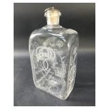 Antique swedish handblown glass liquor flask and