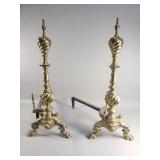 Pair of vintage brass andirons
