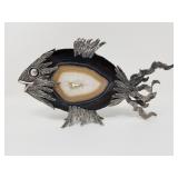 Vintage Italian sterling silver and agate fish