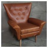 Vintage Gio Ponti-style leather arm chair