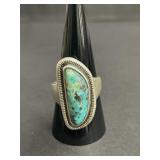 Sterling silver and turquoise matrix ring