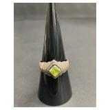 Vintage sterling silver ring with green gemstone